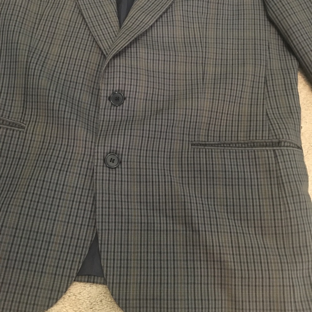 🔴 Vintage gray and blue plaid Baumler suit jacket - Picture 3 of 6